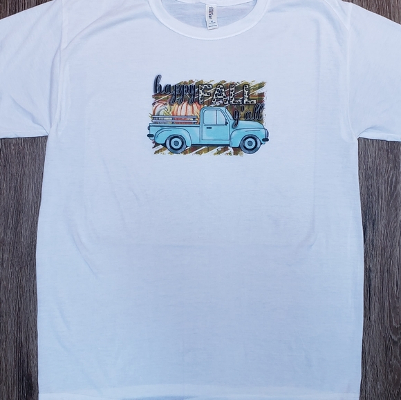 Fall Womens TShirt Happy Fall Y'all Graphic Tee - Picture 3 of 5